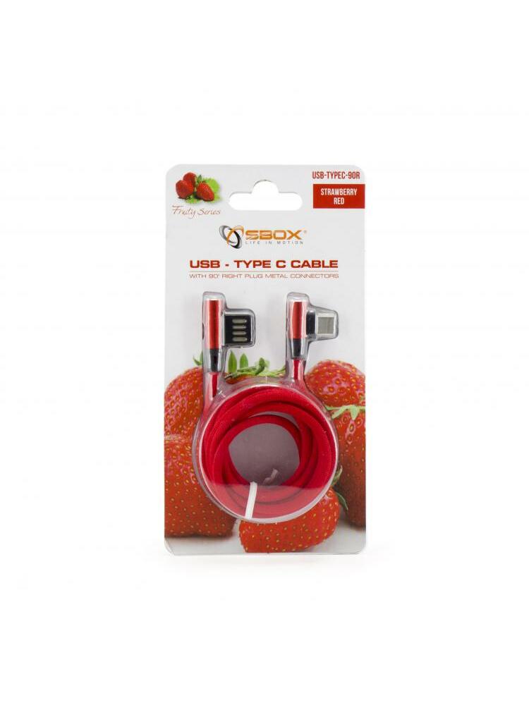 Sbox USB->Type-C 90 m/m 1.5m Type-C-90R Strawberry Red