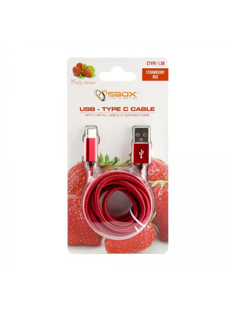 Sbox USB->Type-C M/M 1.5m CTYPE-1.5R strawberry red