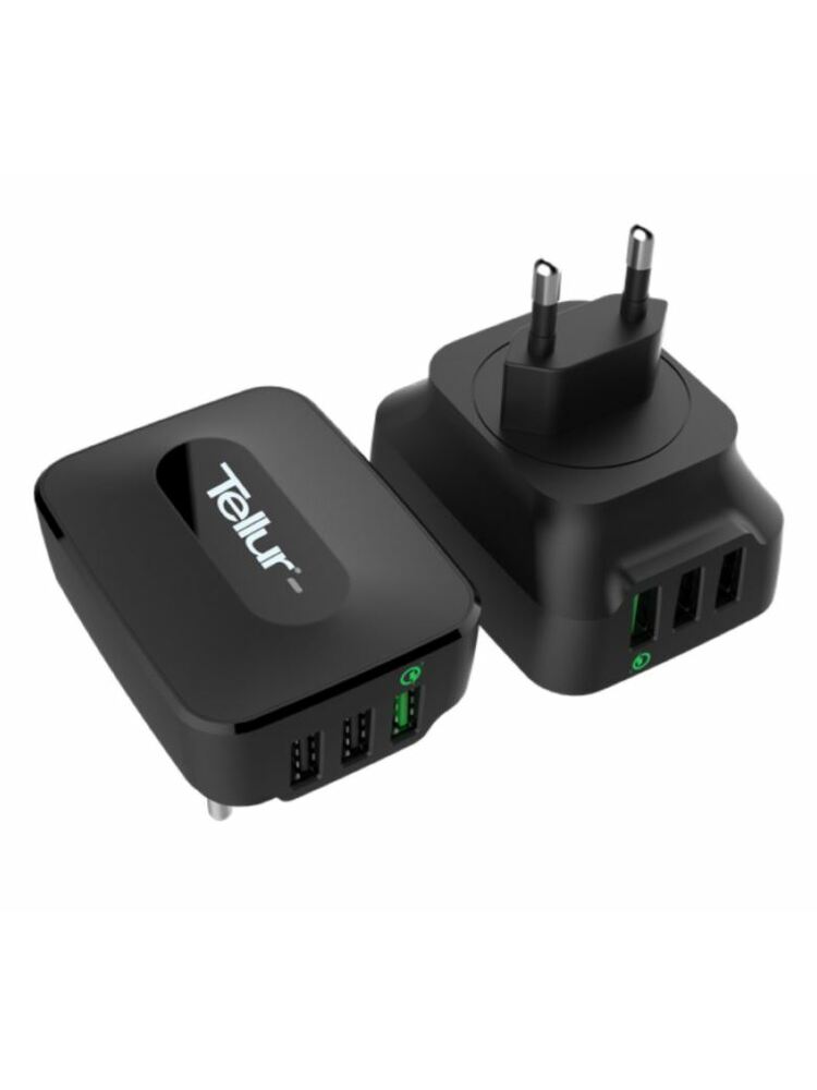 Tellur AC Charger QC 3.0 3*USB Ports (1 Port QC 3.0 & 2 USB Port 2.4A) Black