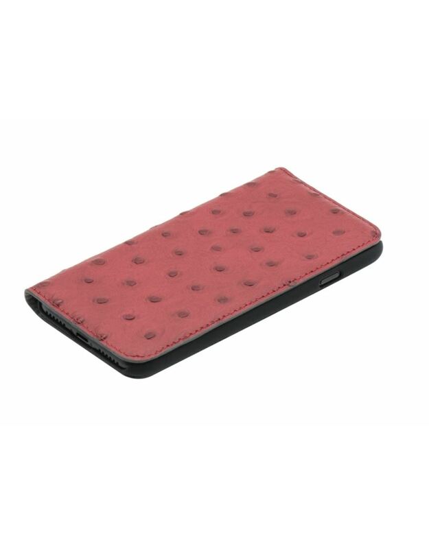 Tellur Book case Ostrich Genuine Leather for iPhone 7 red