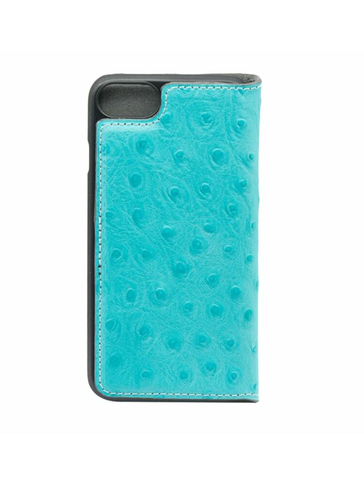 Tellur Book case Ostrich Genuine Leather for iPhone 7 turquoise