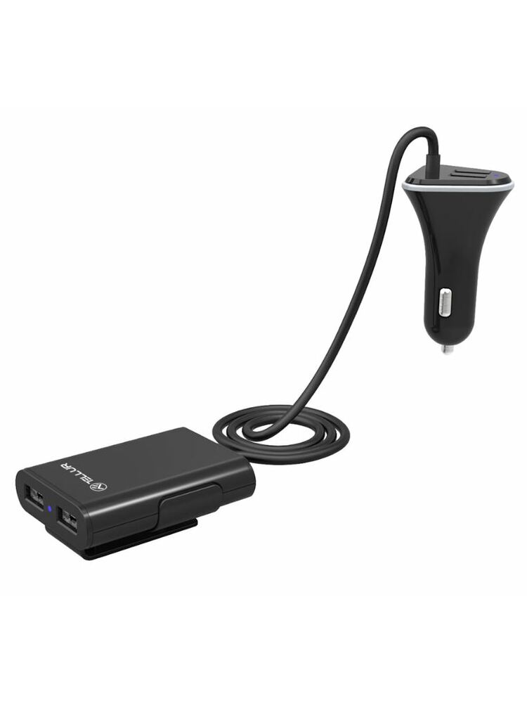 Tellur Car Charger with extension, 4*USB, 9.6A, 1.8m black