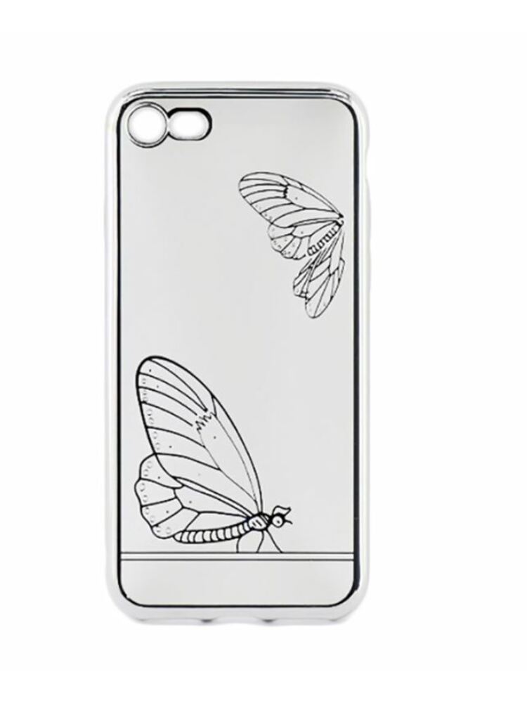 Tellur Cover Silicone for iPhone 7 Butterfly silver