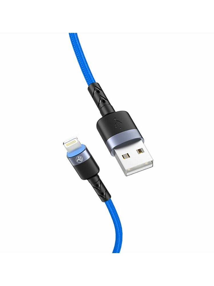 Tellur Data Cable USB to Lightning with LED Light, 3A 1.2m Blue