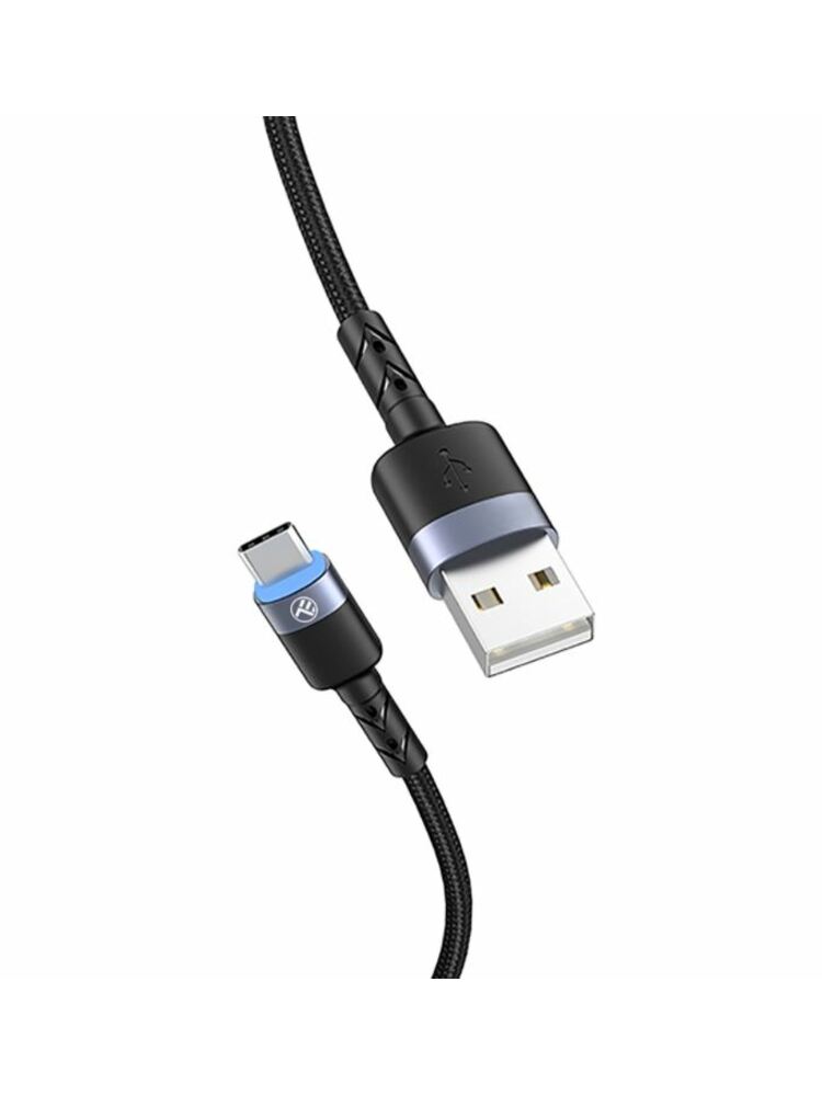 Tellur Data Cable USB to Type-C LED Light Nylon 2m Black