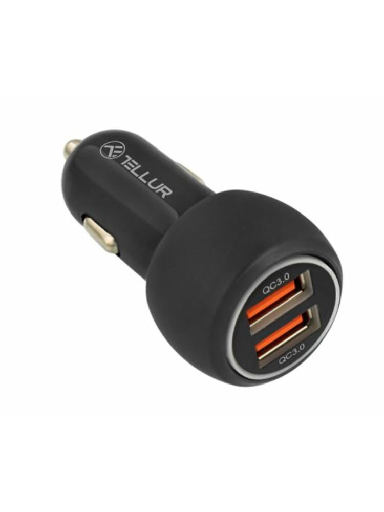 Tellur Dual USB Car Charger With QC 3.0, 6A black