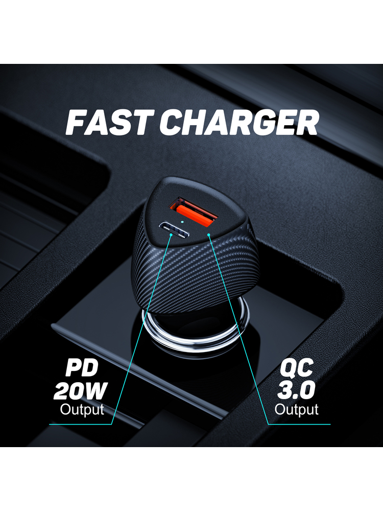 Tellur FCC10 car charger 38W, 6A (PD20W + QC3.0) black