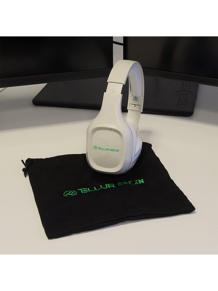 Tellur Green Bluetooth Over-Ear Headphones Pulse Foldable cream