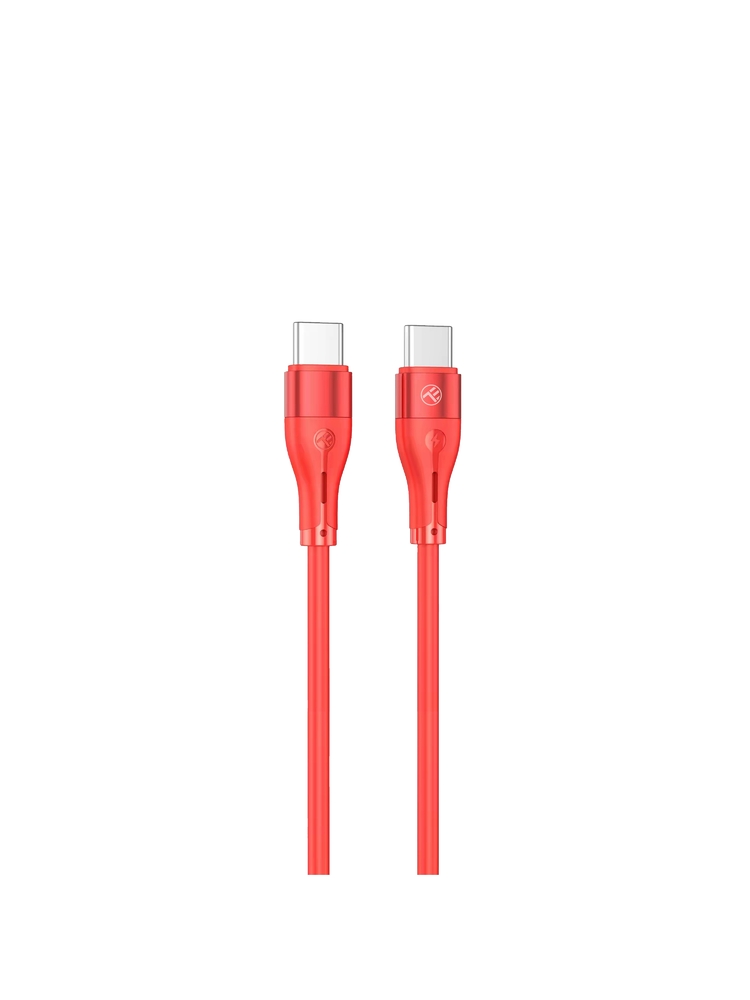 Tellur Silicone Type-C to Type-C Cable PD60W 1m Red