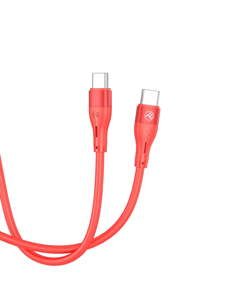 Tellur Silicone Type-C to Type-C Cable PD60W 1m Red