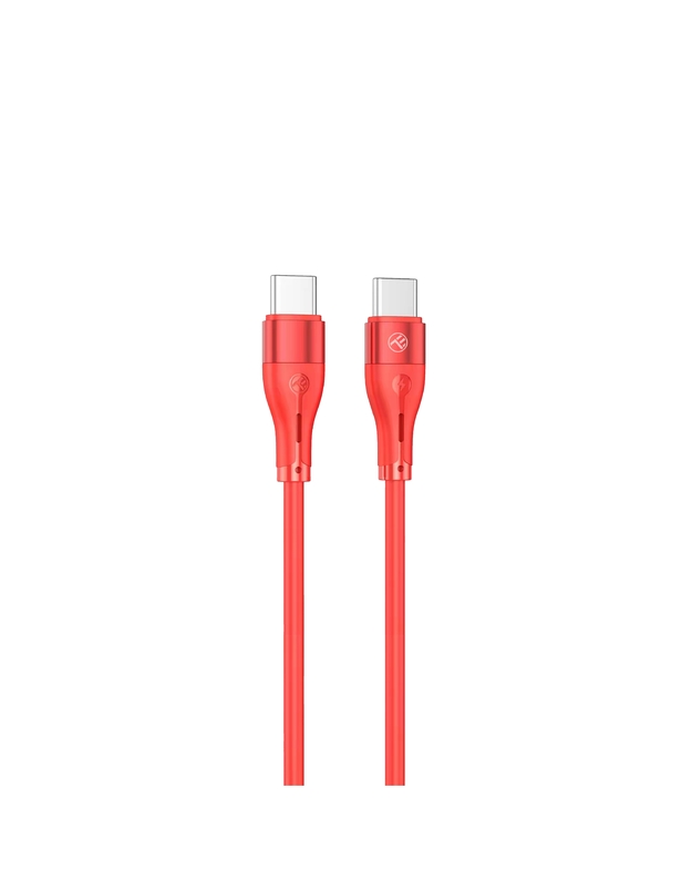 Tellur Silicone Type-C to Type-C Cable PD60W 1m Red