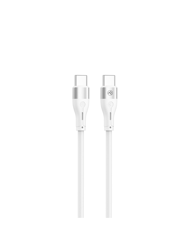 Tellur Silicone Type-C to Type-C Cable PD60W 1m White
