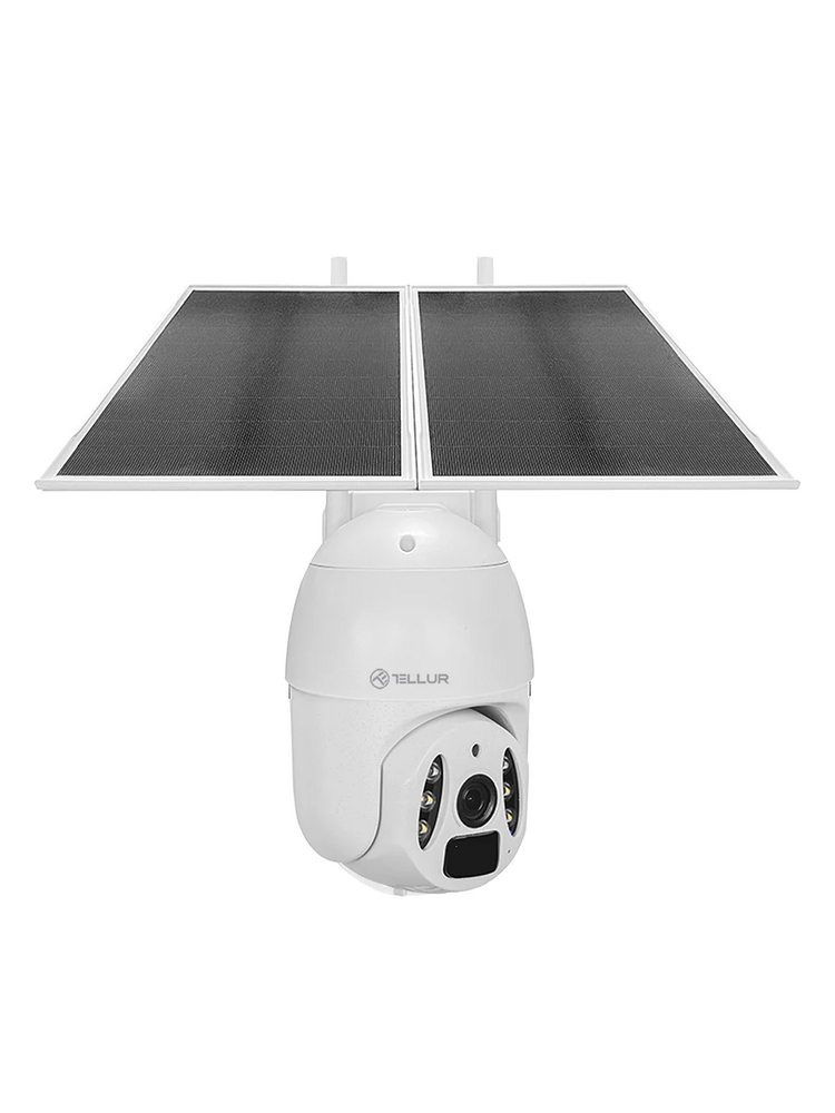 Tellur Smart WiFi Solar Camera P&T 3MP, 2K UltraHD, PIR, 20W solar panel, white