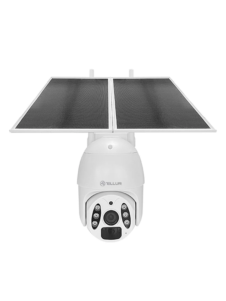 Tellur Smart WiFi Solar Camera P&T 3MP, 2K UltraHD, PIR, 20W solar panel, white