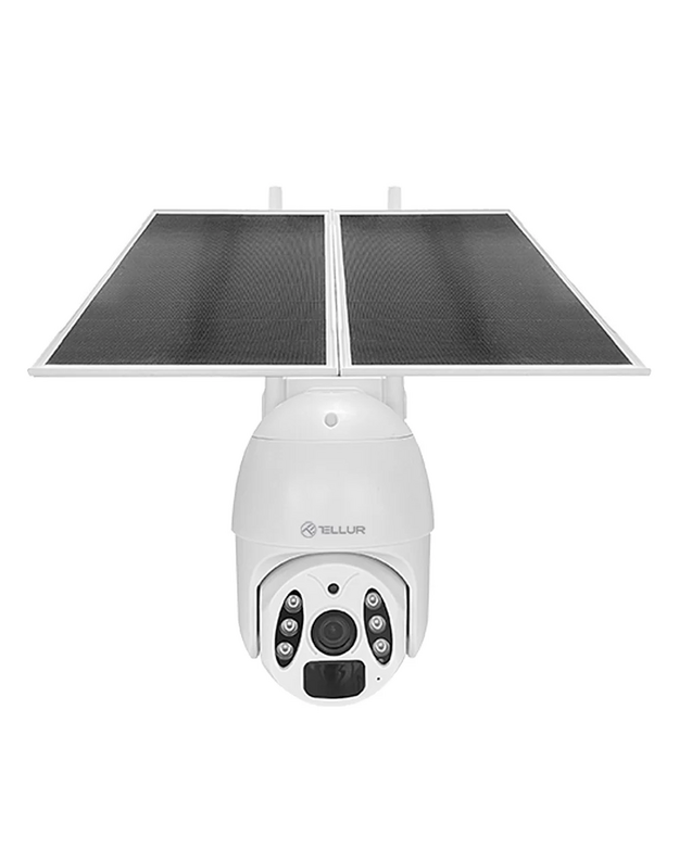 Tellur Smart WiFi Solar Camera P&T 3MP, 2K UltraHD, PIR, 20W solar panel, white