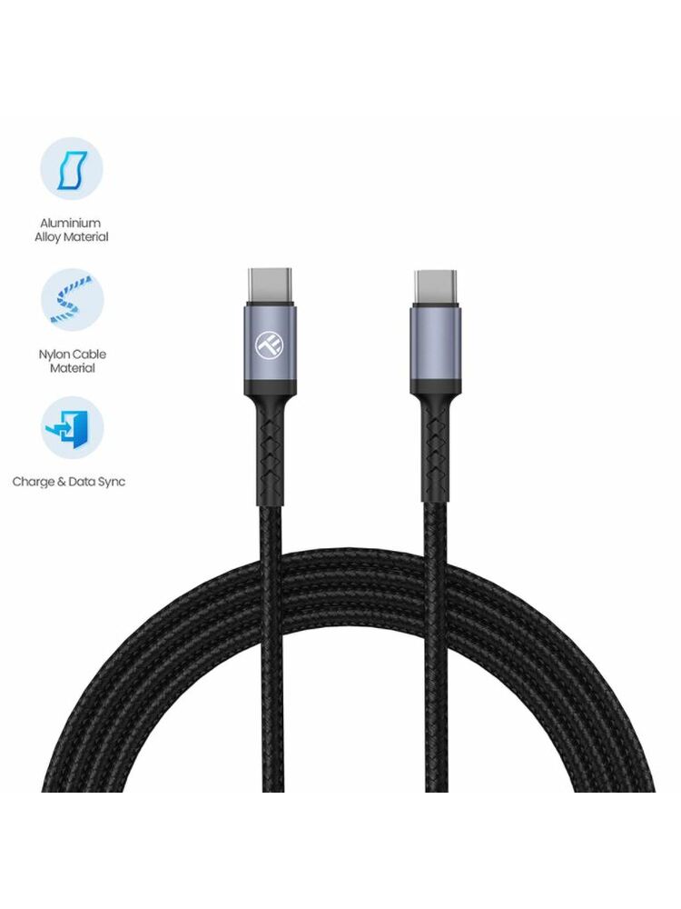 Tellur Type-C To Type-C Cable 3A 60W 1m Black