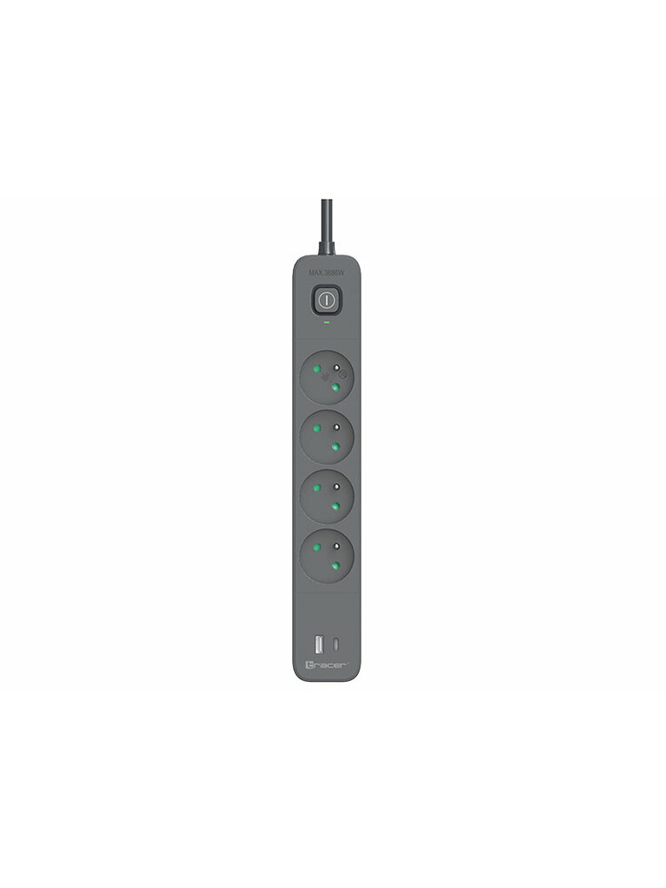 Tracer 47026 Power Line+ 1.5m (4 outlets +1x USB A+ 1x Type C, PD18W)