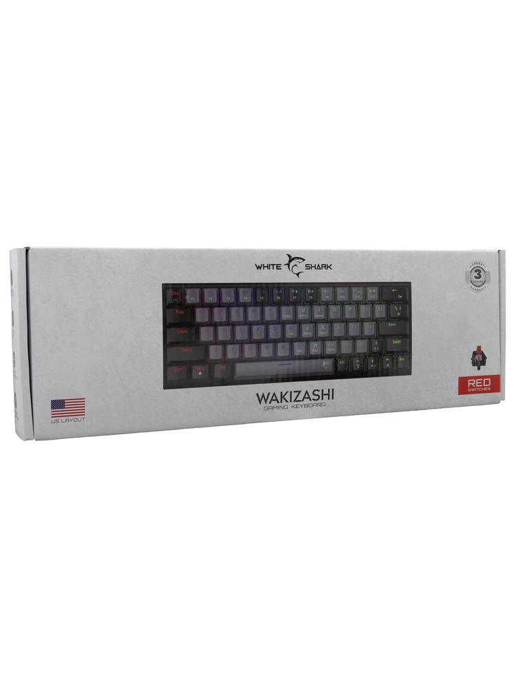 White Shark GK-002711 Wakizashi Grey-Black US Red Switches