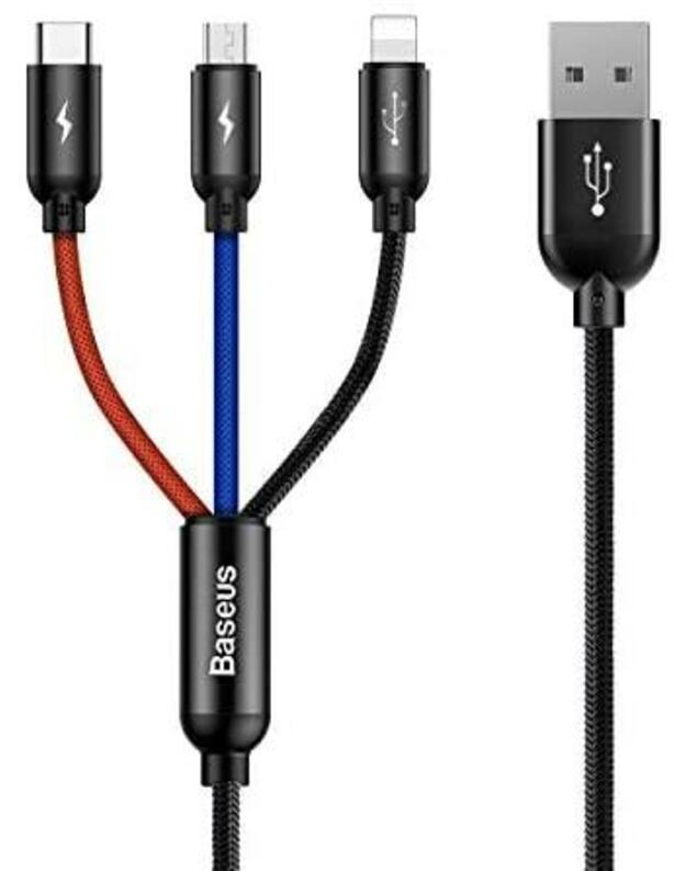 CABLE LIGHTNING TO 3IN1 0.3M/BLACK CAMLT-ASY01 BASEUS