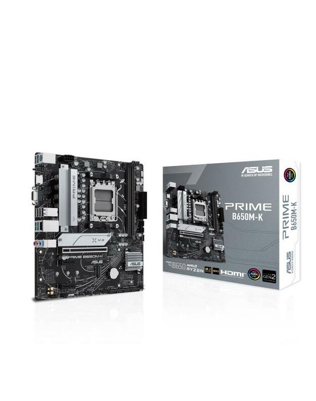 Mainboard|ASUS|AMD B650|SAM5|Micro-ATX|Memory DDR5|Memory slots 2|2xPCI-Express 4.0 1x|1xPCI-Express 4.0 16x|2xM.2|1x15pin D-sub|1xHDMI|4xUSB 2.0|4xUSB 3.2|1xPS/2|1xRJ45|3xAudio port|PRIMEB650M-K