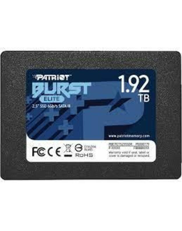 SSD|PATRIOT|Burst Elite|1.92TB|SATA 3.0|3D NAND|Write speed 320 MBytes/sec|Read speed 450 MBytes/sec|2,5"|TBW 800 TB|PBE192TS25SSDR