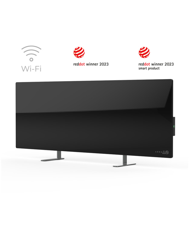 AENO Premium Eco Smart Heater, 700W, Tempered glass, Infrared+convection heating type, Plug type: Europe (E/F type), BLACK