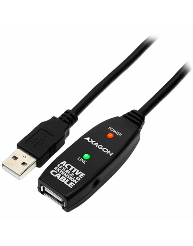Axagon Active extension USB 2.0 A-M> A-F cable, 5 m long. Power supply option.