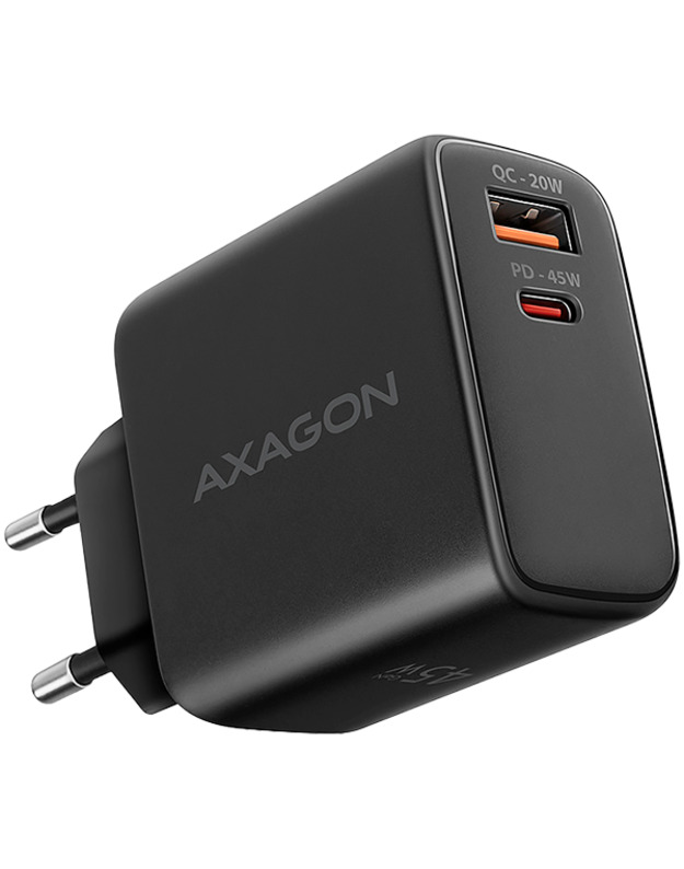 AXAGON ACU-PQ45 wall charger QC3.0,4.0/AFC/FCP/PPS/Apple + PD type-C, 45W, black