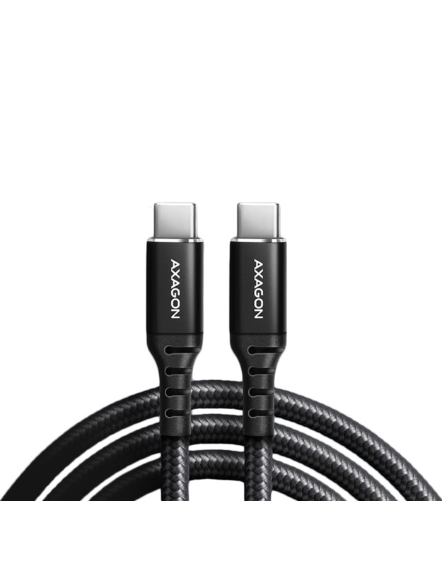 Axagon Data and charging USB 2.0 cable 1.5 m long. PD 60W, 3A. Black braided.
