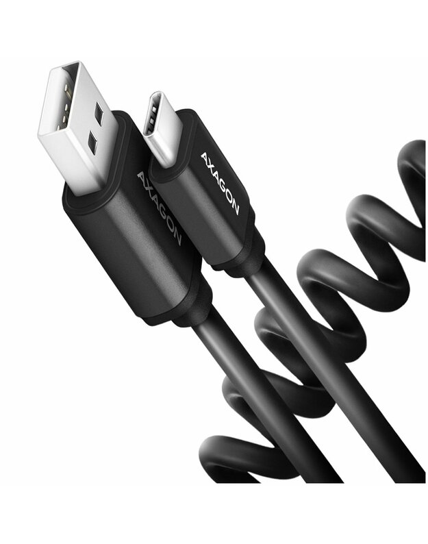 Axagon Data and charging USB 2.0 cable lengh 0.6m. 3A. Black twisted.