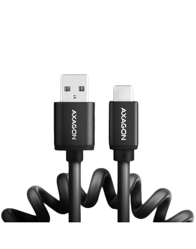 Axagon Data and charging USB 2.0 cable length 1.1 m. 3A. Black twisted.