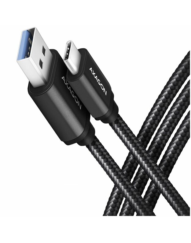 Axagon Data and charging USB 3.2 Gen 1 cable lengh 1 m. 3A. Black braided.