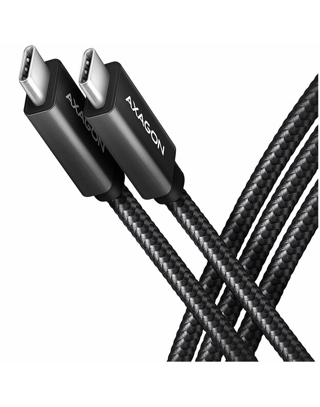Axagon Data and charging USB 3.2 Gen 2 cable lengh 1 m. PD 100W, 5A, 4K HD video. Black braided.