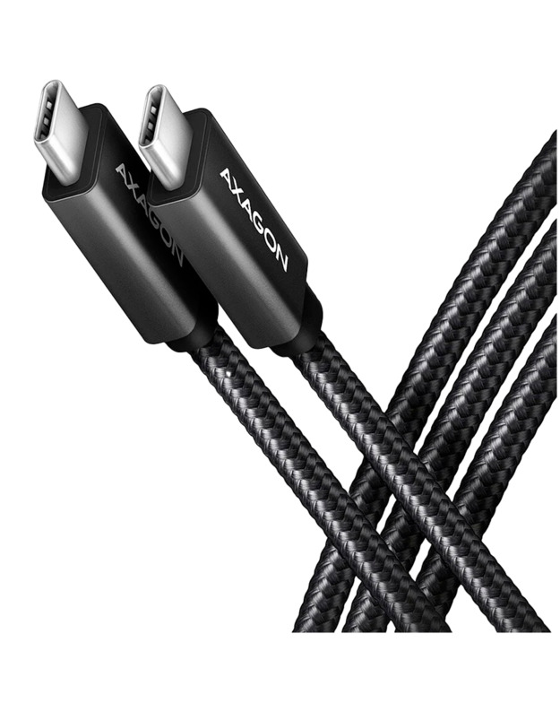 Axagon Data and charging USB 480Mbps cable length 1.5 m. PD 240W, 5A. Black braided.