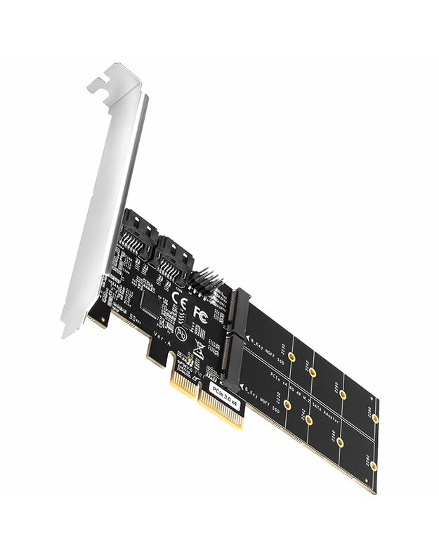 Axagon Four-channel SATA III PCI-Express controller with two internal SATA ports and two slots for SATA M.2 disks. Standard & Low profile.