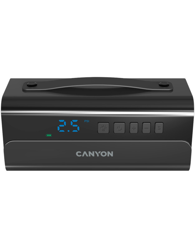 CANYON AP-118, Air Pump, USB Rechargeable Electric Air Pump:Vendor device name:AP-118 ;Battery Capacity:2000mah*4 ; Working Voltage:14.8V ; Max Current:13.5A;Max Pressure:100PSI; Air flow:38L/Min;Charging: 17.5V 1Acharger;Working Temperature: -10 to