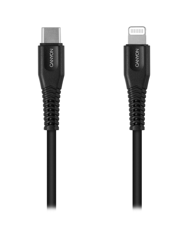 CANYON cable MFI-4 Type-C to Lightning 1.2m Black