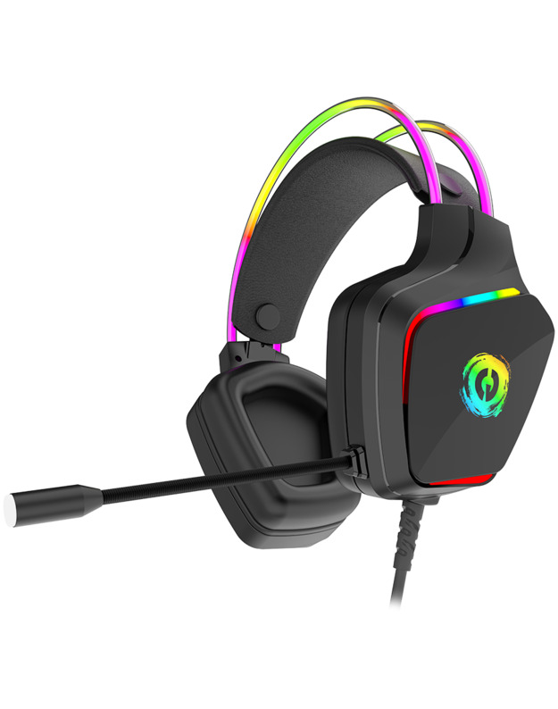 CANYON Darkless GH-9A, RGB gaming headset with Microphone, Microphone frequency response: 20HZ~20KHZ,  ABS+ PU leather, USB*1*3.5MM jack plug, 2.0M PVC cable, weight:280g, black