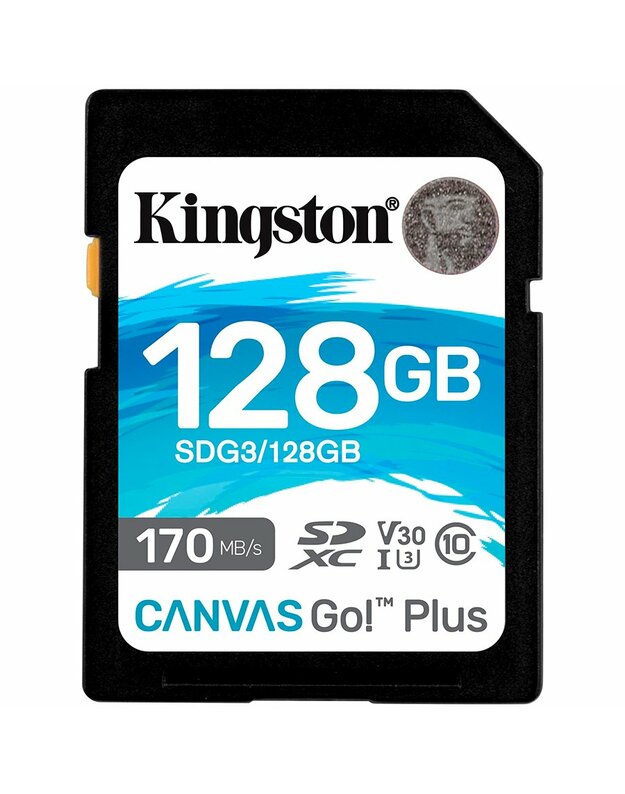 Kingston 128GB SDXC Canvas Go Plus 170R C10 UHS-I U3 V30, EAN: 740617301458