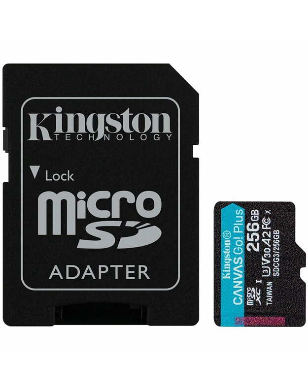 Kingston 256GB microSDXC Canvas Go Plus 170R A2 U3 V30 Card + ADP, EAN: 740617301250