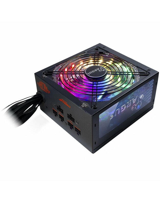 Power Supply INTER-TECH Argus RGB 750W CM, 80PLUS Gold, 140mm fan with 21 ultra bright LEDs,Switchable illumination, Acrylic glass side panel, active PFC, 4xPCI-e, OPP/OVP/SCP protection, semi-modular Cable management (Rev. 2)