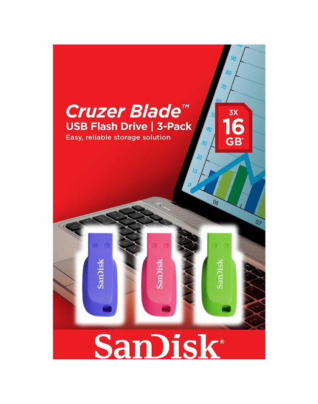 SanDisk Cruzer Blade USB Flash Drive 3-pack - 16GB*, EAN: 619659153755
