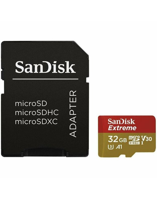 SanDisk Extreme microSDHC 32GB for Action Cams and Drones + SD Adapter - 100MB/s A1 C10 V30 UHS-I U3, EAN: 619659155100