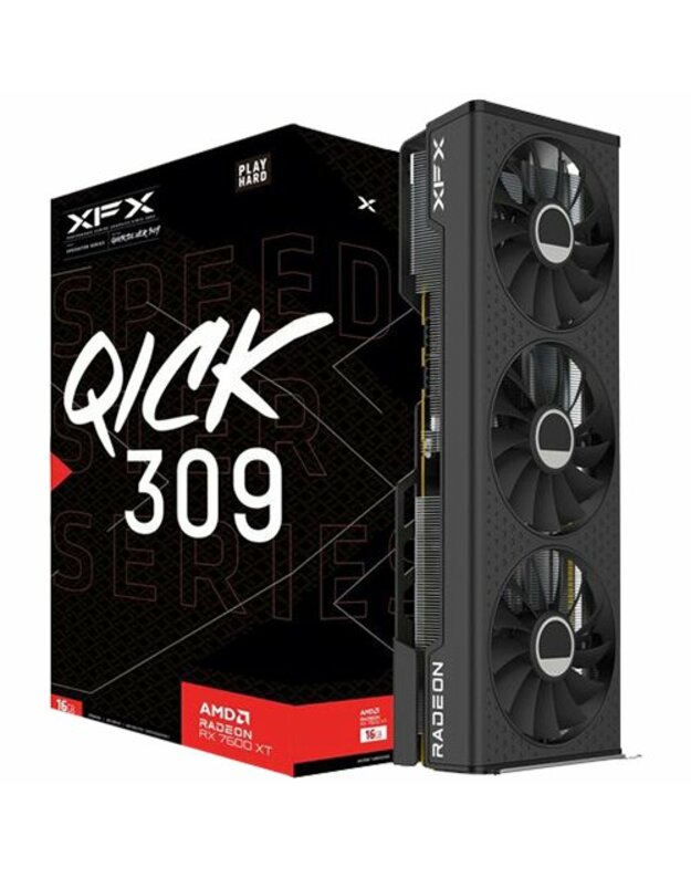 XFX SPEEDSTER QICK309 RADEON RX 7600XT QICK Gaming Graphics Card with 16GB GDDR6 HDMI 3xDP, AMD RDNA™ 2