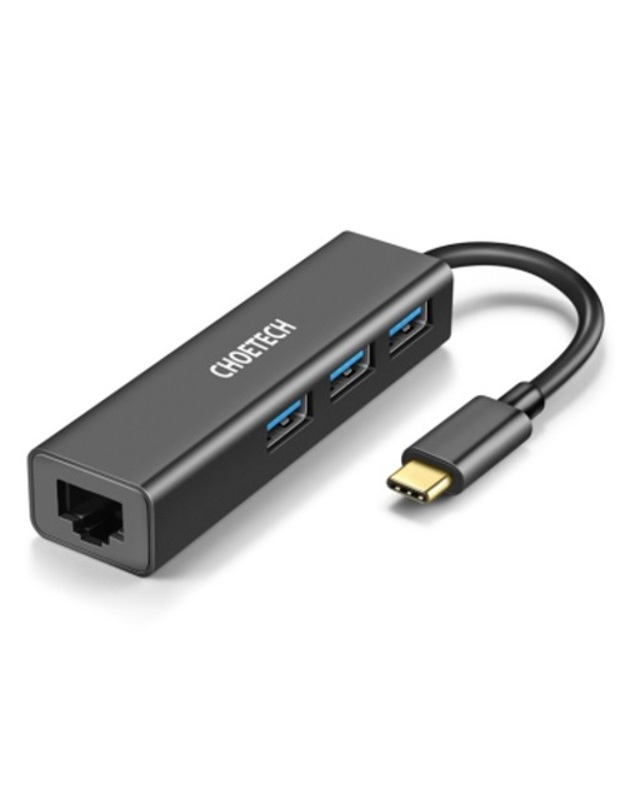 Adapteris CHOETECH USB Type-C - 1x RJ-45, 3x USB Type-A