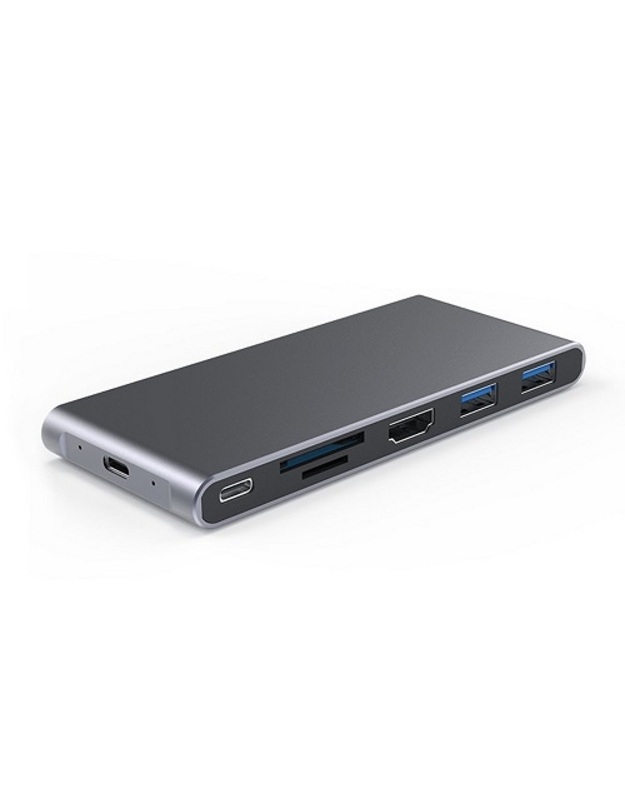 Adapteris USB-C - HDMI, 2x USB 3.0, SD, TF, PD60W + M.2 NGFF SSD dėklas