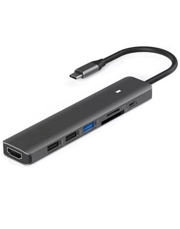 Adapteris USB Type-C - HDMI, 3x USB Type-A, SD, TF, USB Type-C PD100W