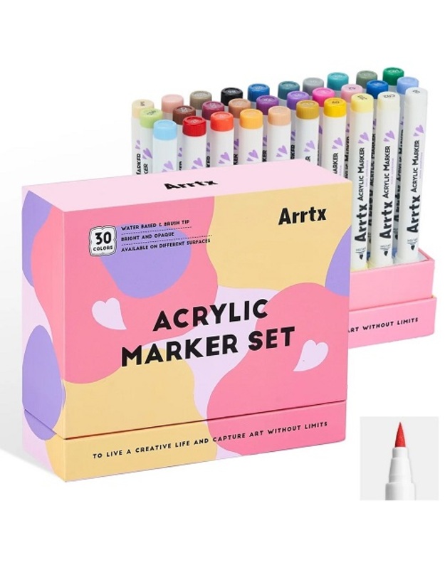 Akriliniai markeriai - flomasteriai ARRTX 30D, 30 spalvų