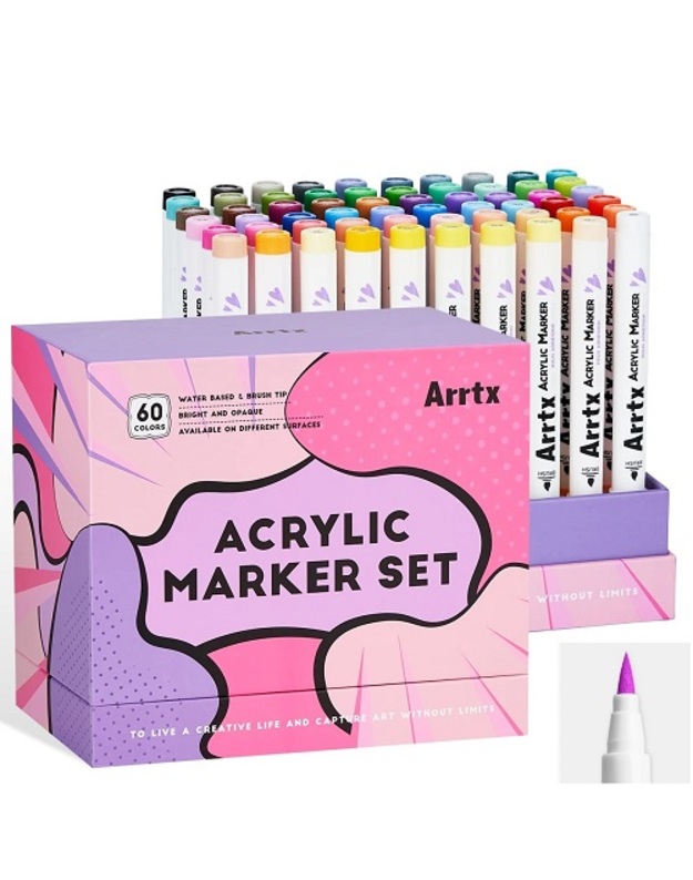 Akriliniai markeriai - flomasteriai ARRTX, 60 spalvų