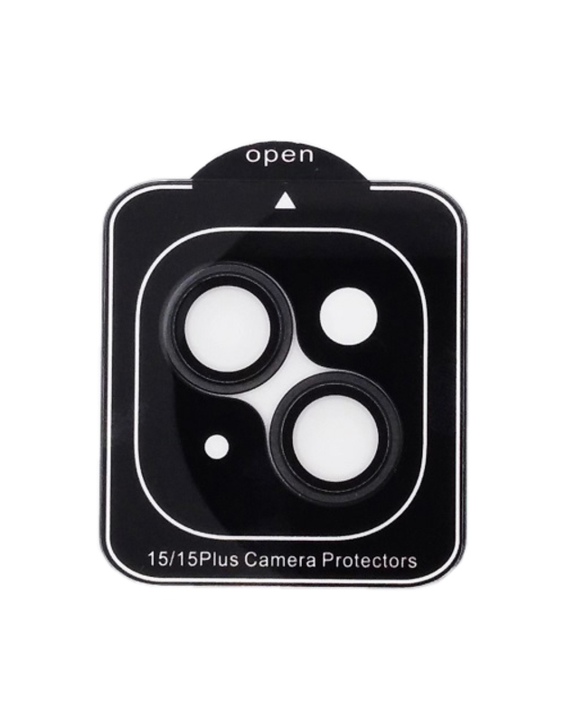 Apsauginis stiklas iPhone 15 / 15 Plus kamerų lęšiams (juodas)